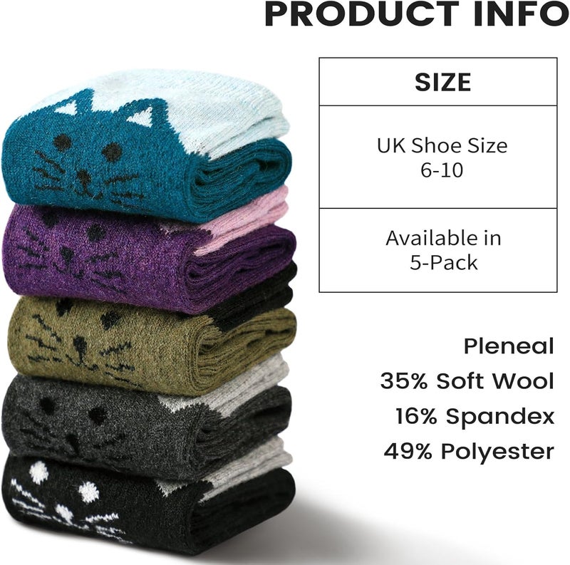 Pleneal Wool Socks for Women - Womens Wool Socks Winter Warm Cozy Knit Sock for Women Men - Image 2